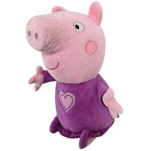 Peppa Pig 12" Plush Purple Dress Heart Just Play British Cartoon Preschool Toy